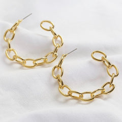 Lisa Angel Earring - Gold Chain Link Hoops