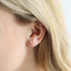 Lisa Angel Earring - Silver Lightening Bolt