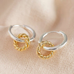 Lisa Angel- Twisted Hanging Hoop Earrings in Silver and Gold