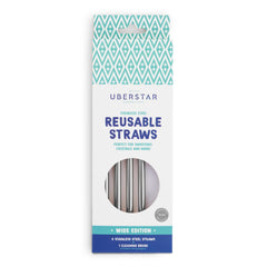 Uberstar - Silver Reusable Straws (4 Pack)