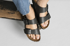 Birkenstock Vegan Arizona Double Strap Sandals - Anthracite