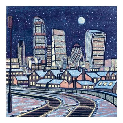 London Snow Greeting Card - Canns Down Press by Gail Brodholt